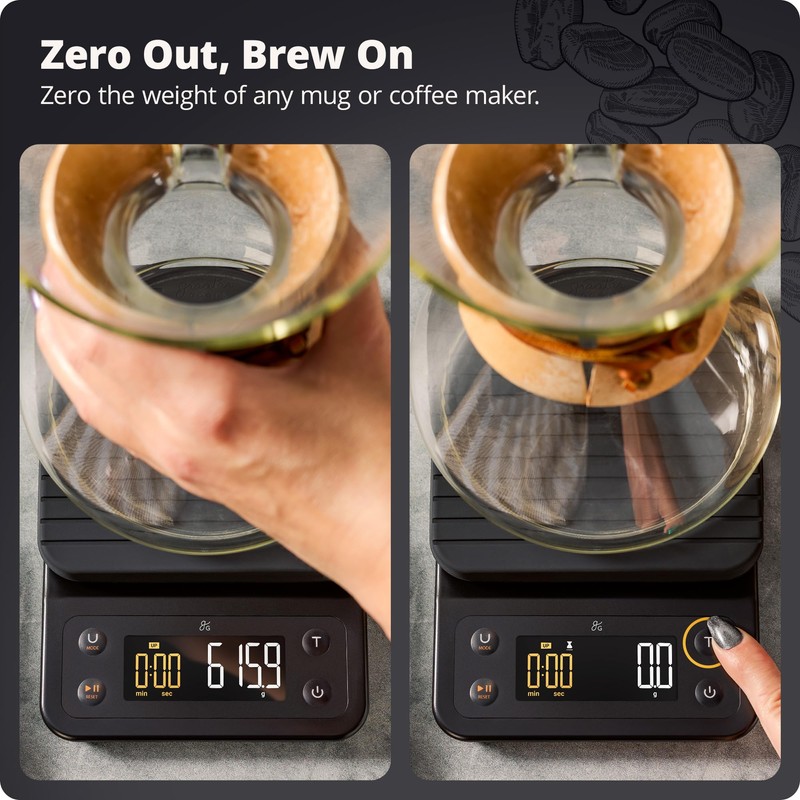 Greater Goods Coffee Scale with Timer – 0.1g Precision Digital