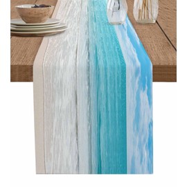 Gsypo Summer Table Runners 120 Inches Long Tropical Ocean Beach Sea Water Table Runner for Family Dinner/Wedding/Outdoor Indoor Party, Cotton-Polyester Blend Dresser Scarf Table Decorations
