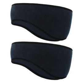 GWAWG Winter Headband Ear Warmer - 2 Pack Warm Cozy Fleece Stretchy Ear Muff with Full Cover for Outdoor Sports, Running, Hiking, Cycling, Tennis, Jogging (Blue)