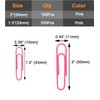 Vinaco Paper Clips Pink, 400PCS Medium and Jumbo Paper Clips