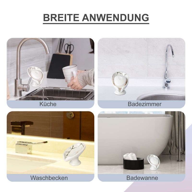 Umlaca Soap Dish Ceramic Self-Draining Soap Holder Keep Soap Dry,