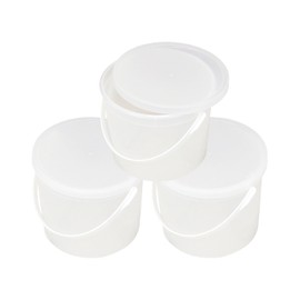 Poly Farm 64 oz Small Ice Cream Tub with Lid and Handle(3) - About 4-34" Tall