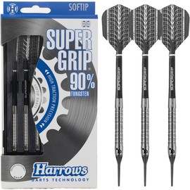 Harrows SUPERGRIP Soft Tip 90% Tungsten Darts Set Available in 16g, 18g, 20g - Includes Supergrip Shafts, Supergrip Flights and Travel Case (20g)