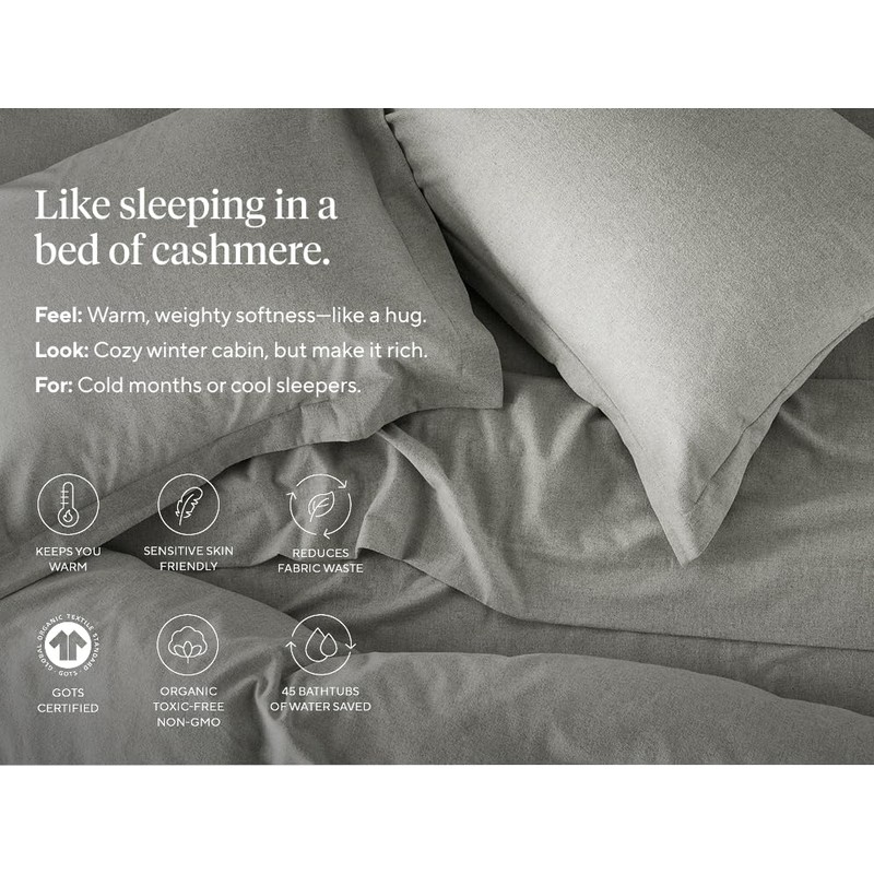 Coyuchi Cloud Brushed Organic Flannel Sham (Standard, Alpine White)