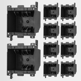 YQMIGU Fire-Rated 2-Gang PVC Black Electrical Box, 25 Cubic Inch – ETL Listed, Black Electrical Outlet Boxes 2-Hour Fireproof for Home Improvement (10-Pack)