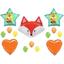 FOX WELCOME BABY Shower Balloons Decoration Supplies Fox Chevron Woodland Forrest Friends