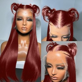 AMIRTY 250 Density Reddish Brown Lace Front Wigs Human Hair Copper Red Colored Straight 13x4 HD Lace Frontal Wigs Human Hair Pre Plucked with Baby Hair Glueless 28 Inch