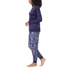 Nautica Women's 2 Piece Fleece Pajama Sleepwear Set, Blue Snow, Medium