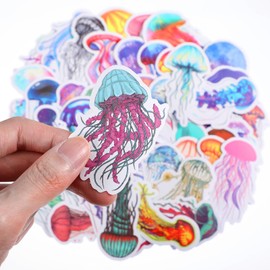 Ymapinc 50PCS Jellyfish Stickers, Colorful Waterproof Vinyl Decals for Water Bottles, Luggage, Laptop, Phone, Jellyfish Decor Gifts for Women, Teens, Aesthetic Stickers for Scrapbook