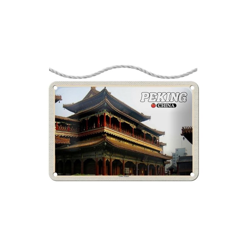 Blechschild mit Kordel 18 x 12 cm Peking China Lama