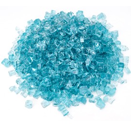 Skyflame High Luster 10-Pound Fire Glass for Fire Pit Fireplace Landscaping (1/2", Aqua Blue)