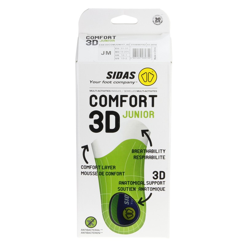 SIDAS Comfort Junior 2017 310896103 Insole, Blue x Green, 8.1