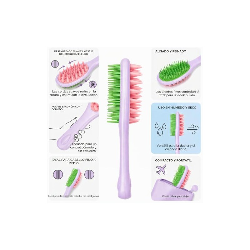 Cepillo de silicona para lavar el cabello, cepillo 2 en