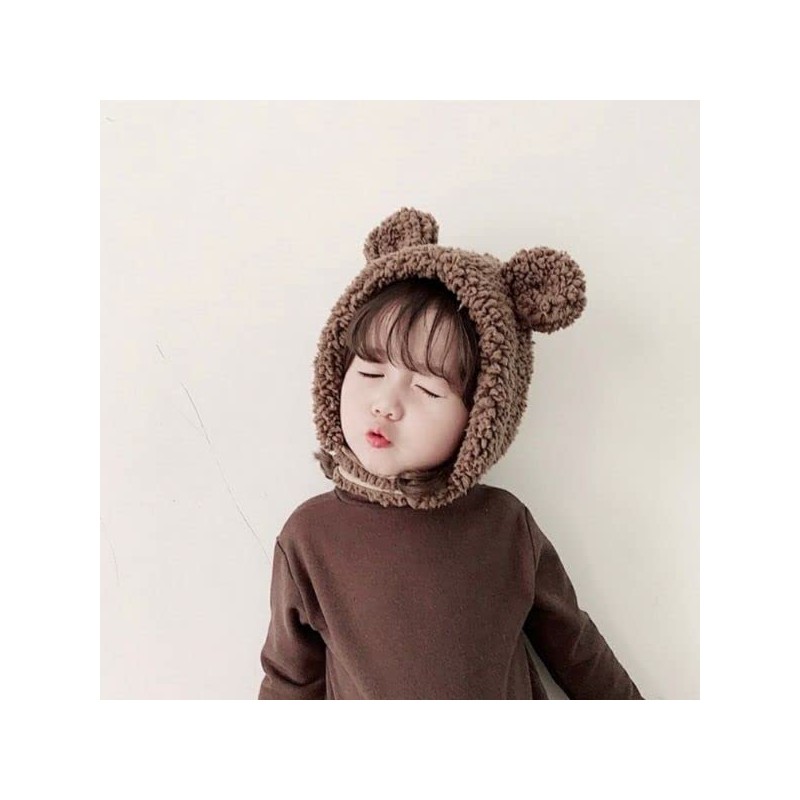 lua Citron Bear & Rabbit Ears, Fluffy, Warm, Hat, Bonnet,