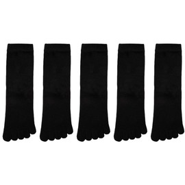 [Not Set] Women's 5 Toe Socks, Cotton Blend, All Year, No Stuffy, Odor Resistant, Sweat Absorbent, 8.9 - 9.8 inches (22.5 - 25 cm), Black 5 Pair Set