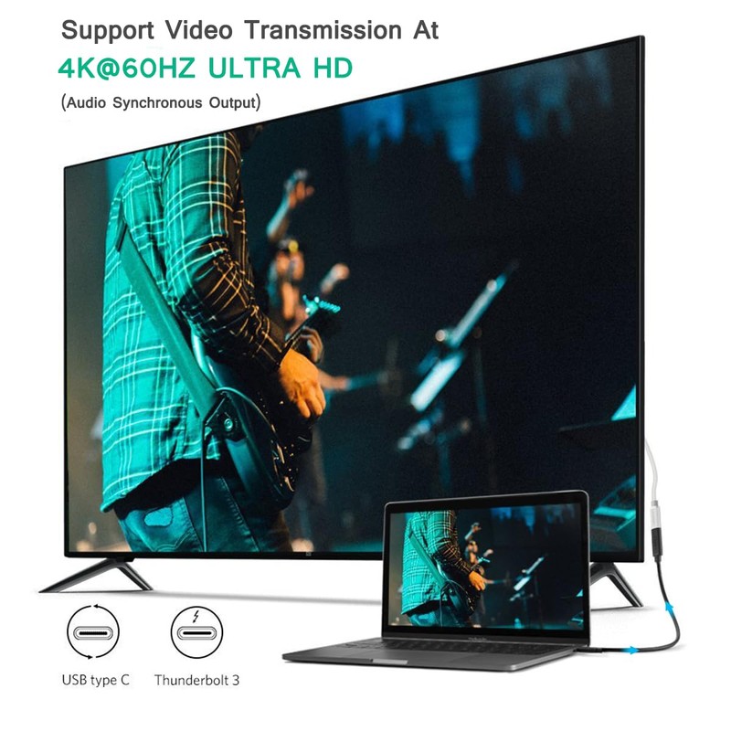 Herfair USB Type C Male-to-Female Extension Cable, 0.6ft, Thunderbolt 3