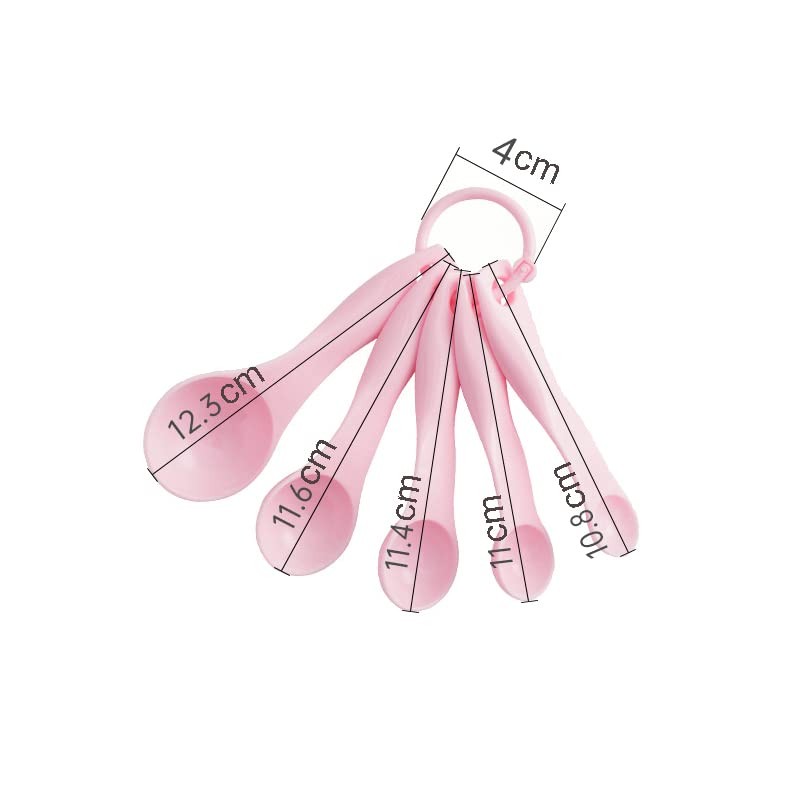 Set of 5 Plastic Measuring Spoons Set Pink Measuring Cup