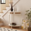 Wnutrees Rattan Half Moon Console Table, Modern Entryway Table with