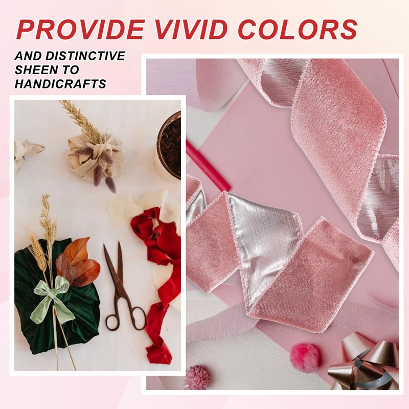 PATIKIL 2.5 Inch x 10 Yards Velvet Wired Ribbon, Metallic