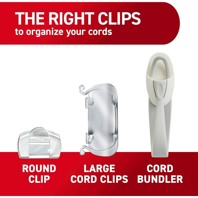 Command Clips Redondos para Cables sin Daños, Transparentes, 13 Clips