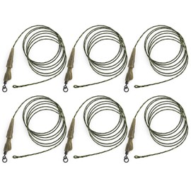 Alwonder 6pcs Carp Fishing Rigs Ready-Tied with Safety Clip, Sleeve, Quick Change Swivel Tackle Accessories Carp Rigs for Long Casts and Weedy or Silty Bottom Fishing(Double Ring)