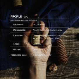 Aceite difusor de Oud, aroma de nicho de lujo, pimienta china de lujo, palisandro, cardamomo, vetiver, uud, haba tonka, mezcla de aceites esenciales d