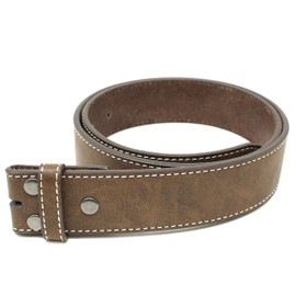 BC Belts Leather Belt Strap with Vintage Distressed Texture and Colored Stitching 1.5" Wide with Snaps (Brown/White-S)