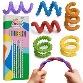 Flexible Sensory Fidget Sticks for Kids,6PCS Sensory Fidget Toys for Stress Anxiety Autistic ADHD,Calm Down Travel Airplane Essentials Toys,Stuffers Gifts for Teens Boys Girls