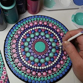 8 pcs Mandala Painting Board Round Painting Cardboard Black Painting Panel for Mandala Dotting Painting and Drawing (Black)
