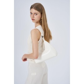 Crescent Bag Small Shoulder Bag Half Moon Mini Purse Everyday Trendy Purses for Women 2025, Creamy White