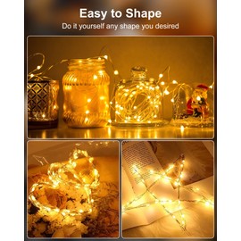 Brightown 12 Pack Led Fairy Lights Battery Operated String Lights Waterproof Silver Wire 7 Feet 20 Led Firefly Starry Moon Lights for DIY Wedding Party Bedroom Patio Christmas
