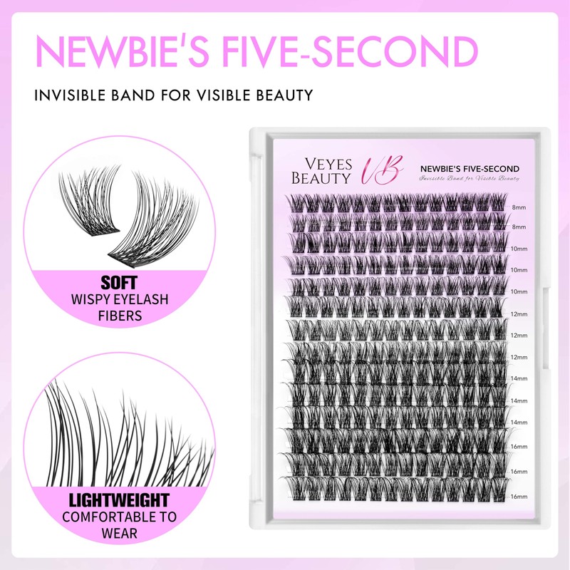 VEYESBEAUTY Eyelash Extensions Set, 5-Second Eyelash Clusters, Lashes, DIY Clusters,