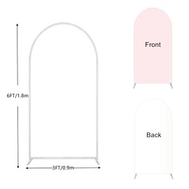Chiara Backdrop Arched Wall 3x6 Ft Metal Arch Backdrop Stand and Fabric Backdrop Cover, Aluminum Arch Stand Wall Panel Set for Baby Shower, Birthday Party, Wedding, Photo Background Decoration