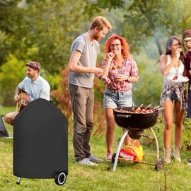 Cover for Grill Tarpaulin Black Grill Cover Waterproof Diameter 70 cm x H 96 cm Cover Kettle Barbecue Protective Cover Barbecue Cover Kettle Grill with Drawstring