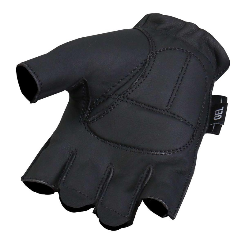Hot Leathers Midnight Matte Fingerless Leather Gloves GVM1031-3X-Large