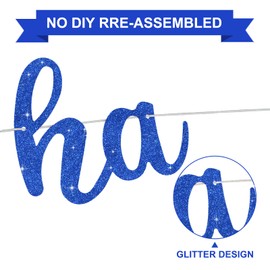 BEISHIDA Blue Happy Sweet 16 Birthday Banner, Pre-Strung Glitter Happy 16 Birthday Decoration for Girls，Happy 16th Birthday Sign for Women, Girls