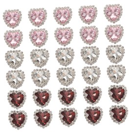 CORHAD 30pcs Heart Shape Craft Rhinestones Decorative Sewing Crystals for Clothing Wedding and Accessories Transparent Elegant Heart Design