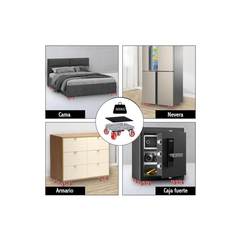 Ruedas para Muebles Pesados Carga de 600KG, Elevadores de Muebles