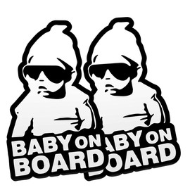 eQUIP Me Baby on Board Sticker for Cars Trucks (2 PCS) Decal for Car Window or Bumper Safety Sign Caution Cute Baby Decal Sticker (5 x 4 Inches)