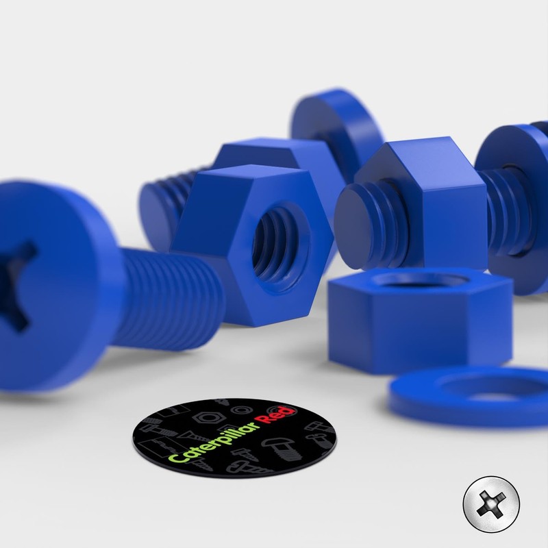 20 x Blue Pan Head Screws Polypropylene (PP) Plastic Nuts