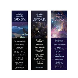Your True Nature Advice 3 Bookmark Enjoy The Dark Set, Laminated with Glossy Finish, Printed on Recycled Paper, Night Sky, Galaxy, Star (AMBM-DARKSKY)