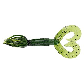 Yamamoto 5'' Double Tail Hula Grub - Realistic Easy-To-Use Soft Plastic Fishing Lure Bait With Free-Flowing Skirt - 10 Pack, Fading Watermelon With Large Black Flake