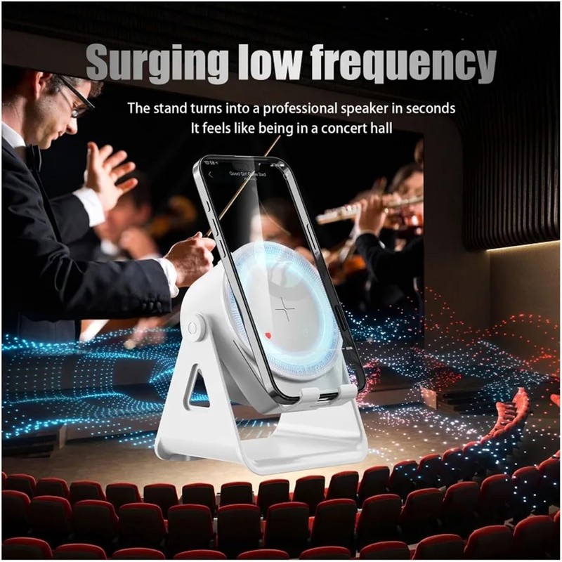 Bluetooth Speaker con Soporte para Teléfono – Inducción, Estéreo y