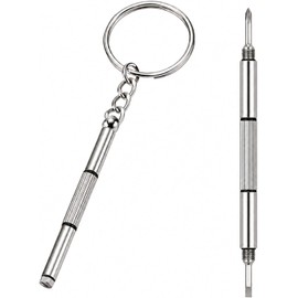Destornillador de Precisión para Gafas y Relojes, Acero, Kit de Reparación con Llavero, Herramientas de Mano Portátiles, 1 Pieza