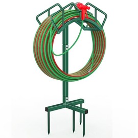 Super Stable Garden Hose Holder, Detachable Water Hose Holders, Hose Storage Stand Holds 120-Feet Hose, Free Standing Water Hose Holders for Outside Yard Lawn (Green)