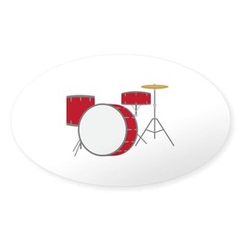 CafePress Red Drum Set Sticker Oval Car Bumper Sticker