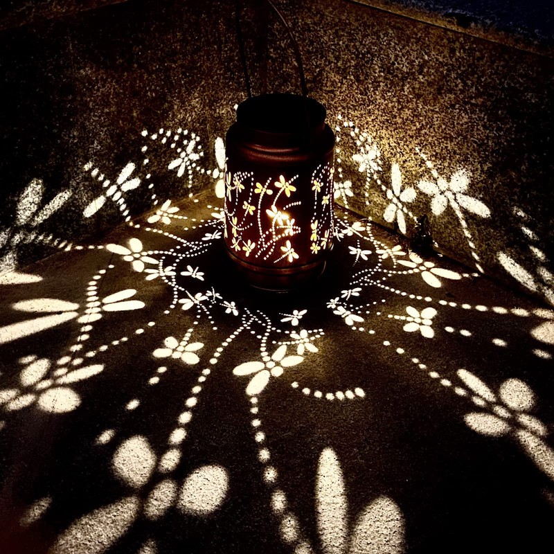 Dragonfly Solar Lantern, Metal Solar Lantern Outdoor Waterproof LED Solar