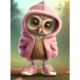 Diamond Painting Art Kits, 5D Diamond Painting Kits for Adults and Kids, Round Crystal Full Drill Diamond Painting Art, Animals Painting Picture Cross Stitch Arts Home Wall Decor (Owl 40x 30cm)