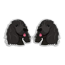 2 x 10cm Cocker Spaniel Dog Vinyl Stickers - Black Adorable Dogs Puppy Animal Pets Cartoon Travel Luggage Laptop Scrapbook Sticker #81027