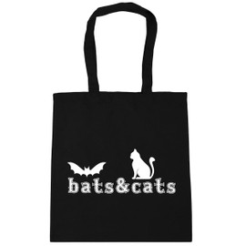 Hippowarehouse Bats and Cats Tote Shopping Gym Beach Bag 42cm x38cm, 10 litres